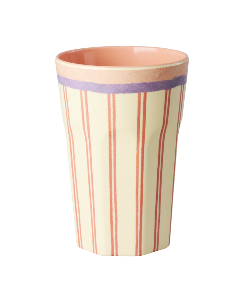 Tall Cup - Cream - Stripey Love Print