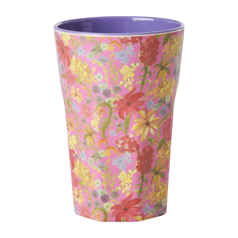 Tall Cup - Red - Swedish Flower Print