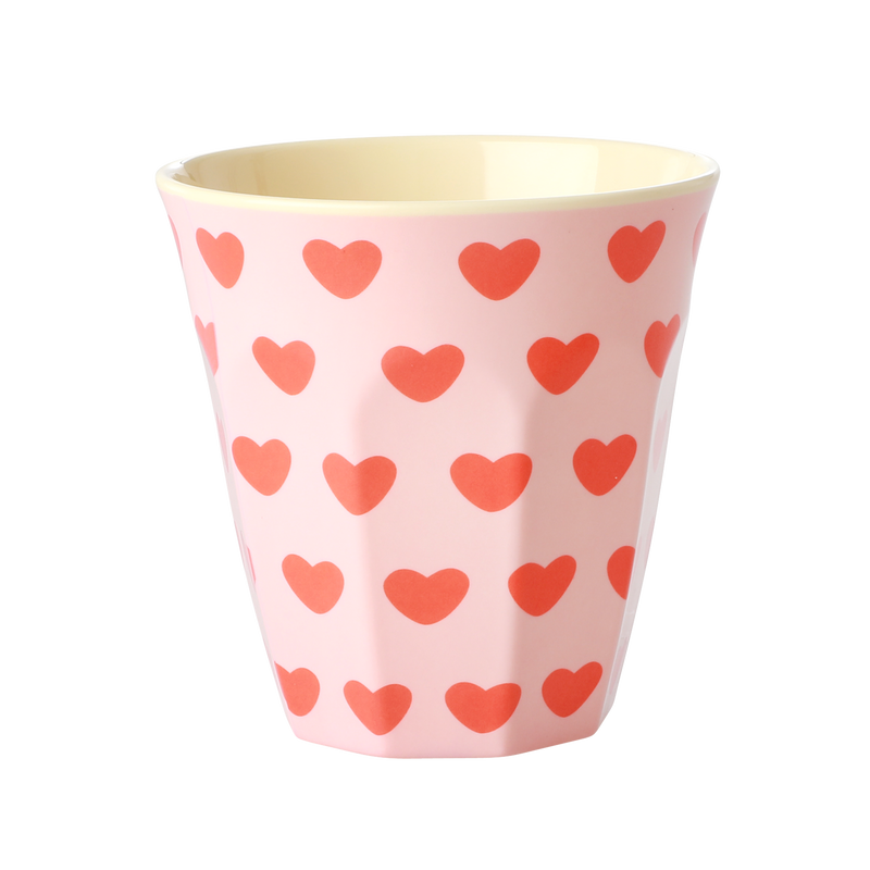 Medium Cup - Soft Pink - Sweet Hearts Print