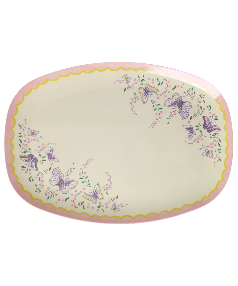 Large Rectangular Dinner Plate - White - Spread Your Wings Print