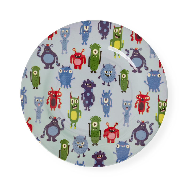 Piatto per bambini - Blu tenue - Monsters Print