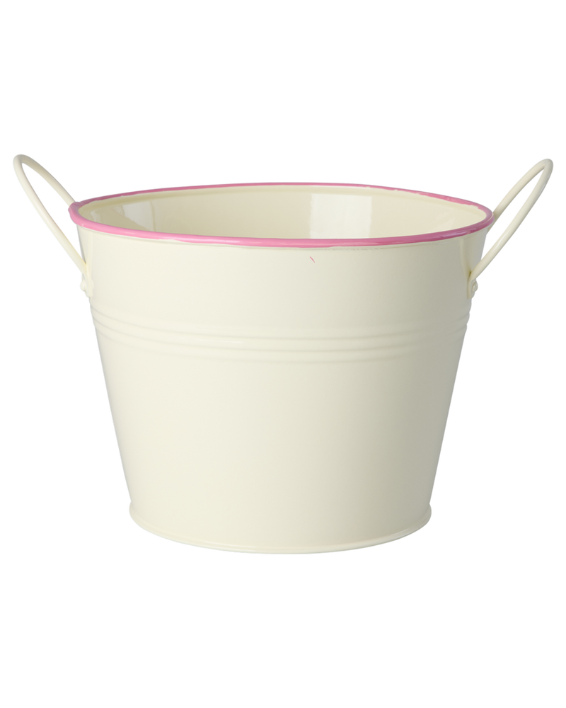 Large Metal Flower Pot - Cream