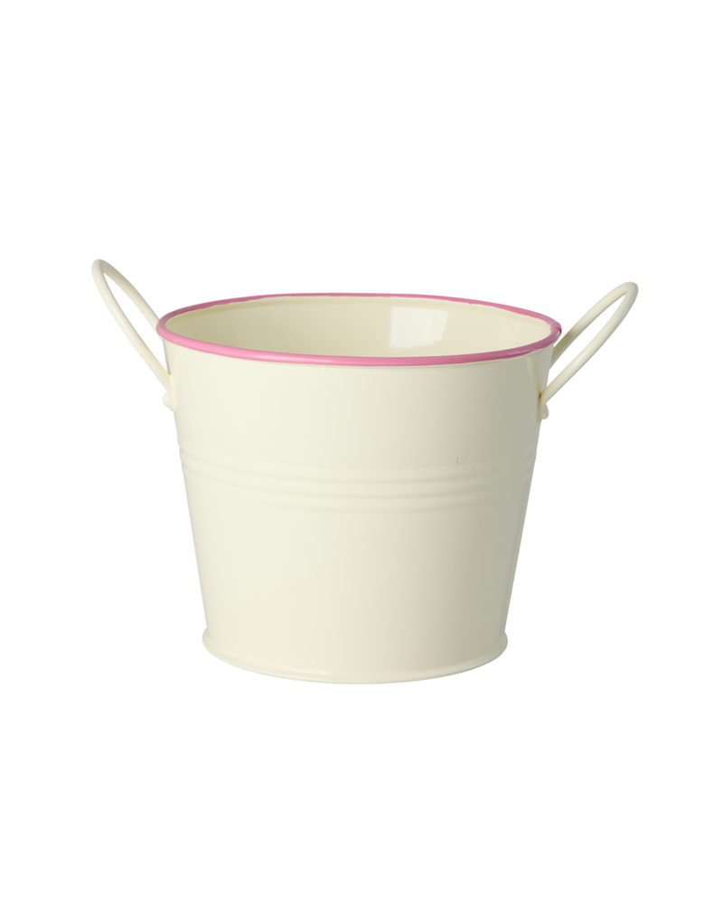 Small Metal Flower Pot - Cream