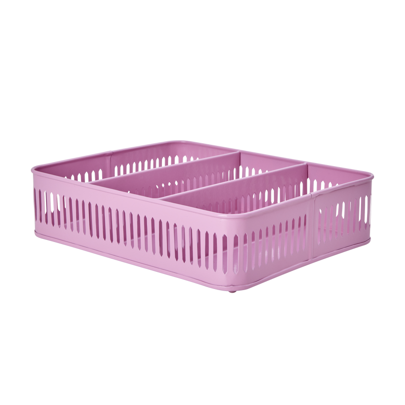 Stor Rektangulær Metal Bakke - Pink