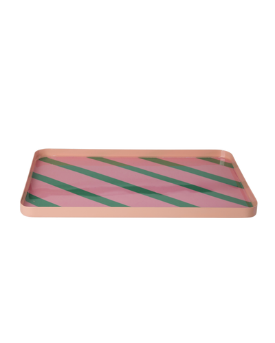 Large Rectangular Metal Tray - Pink