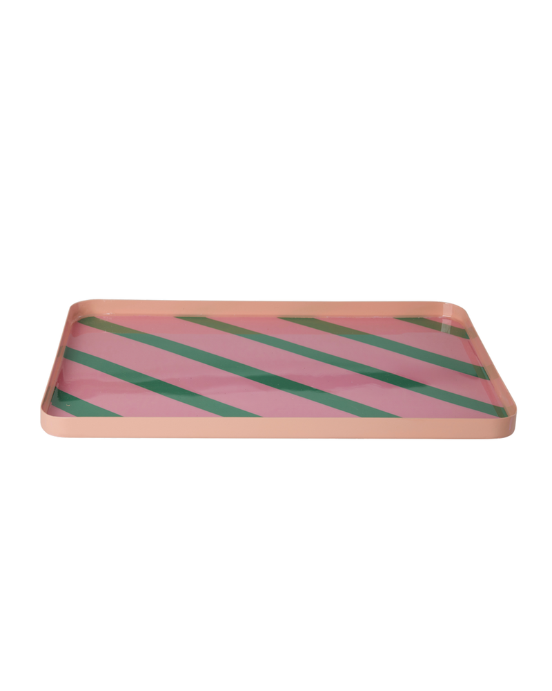 Large Rectangular Metal Tray - Pink