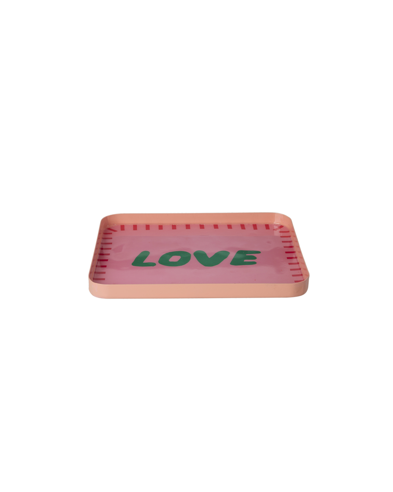 Small Rectangular Metal Tray - Pink