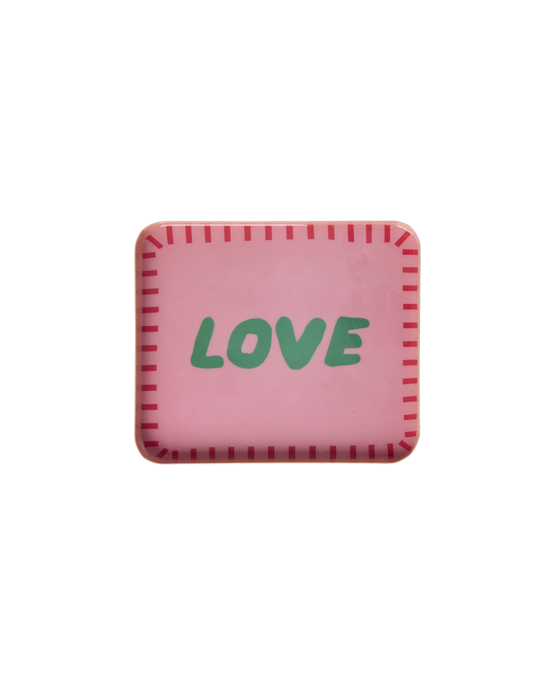 Small Rectangular Metal Tray - Pink