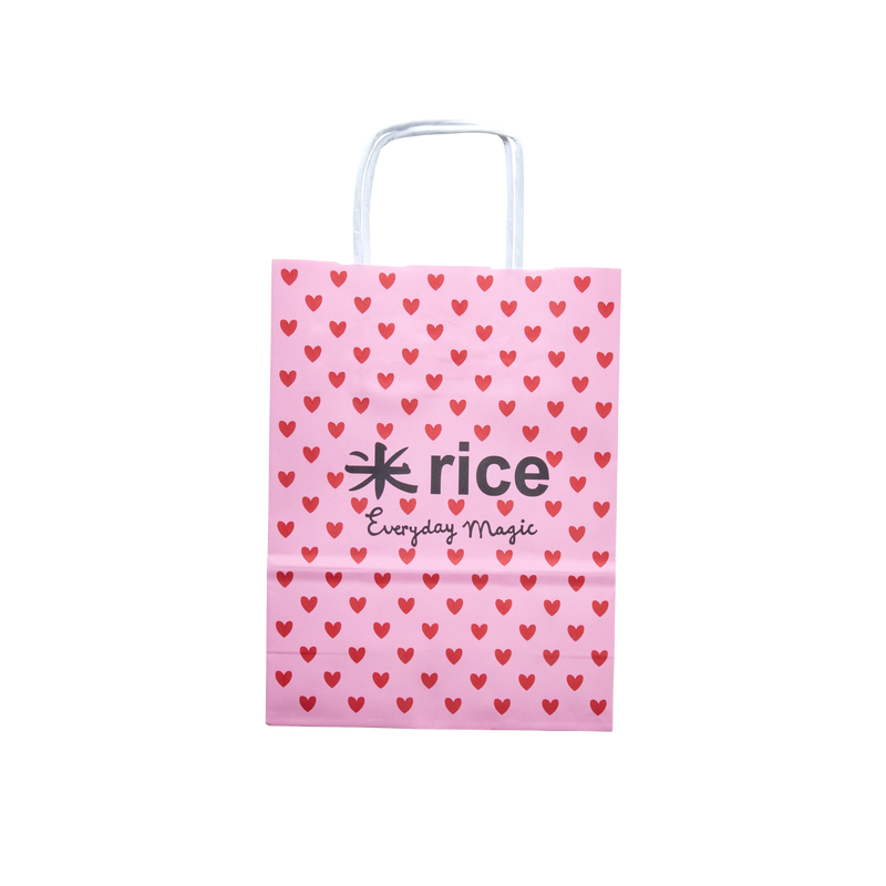 Kleine Papier Tasche - Pink - Heart Print