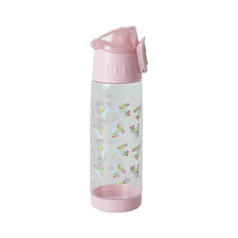 Plastic Drinking Bottle - Soft Pink - Skate Print