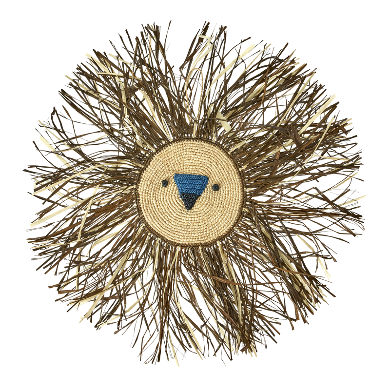 Grande Redondo Rafia Decoración de Pared - Marrón