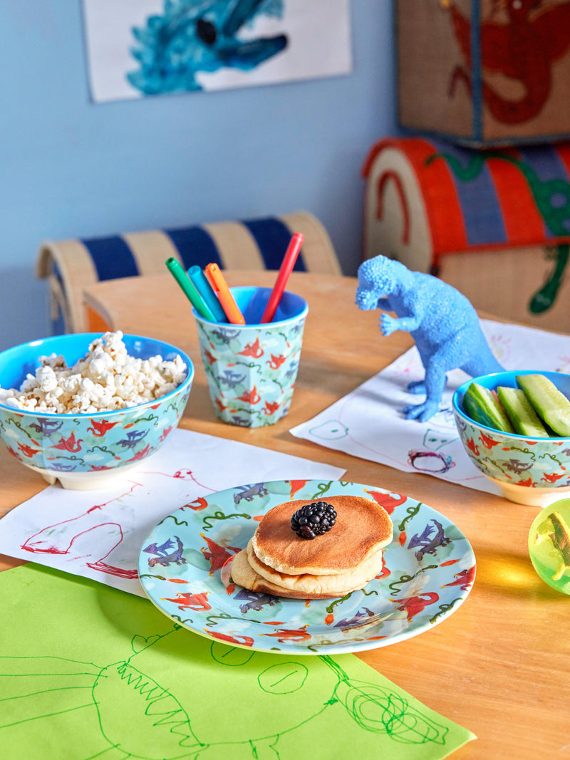 Middelgroot Kinderschaaltje - Blauw - Dragon Print Environment