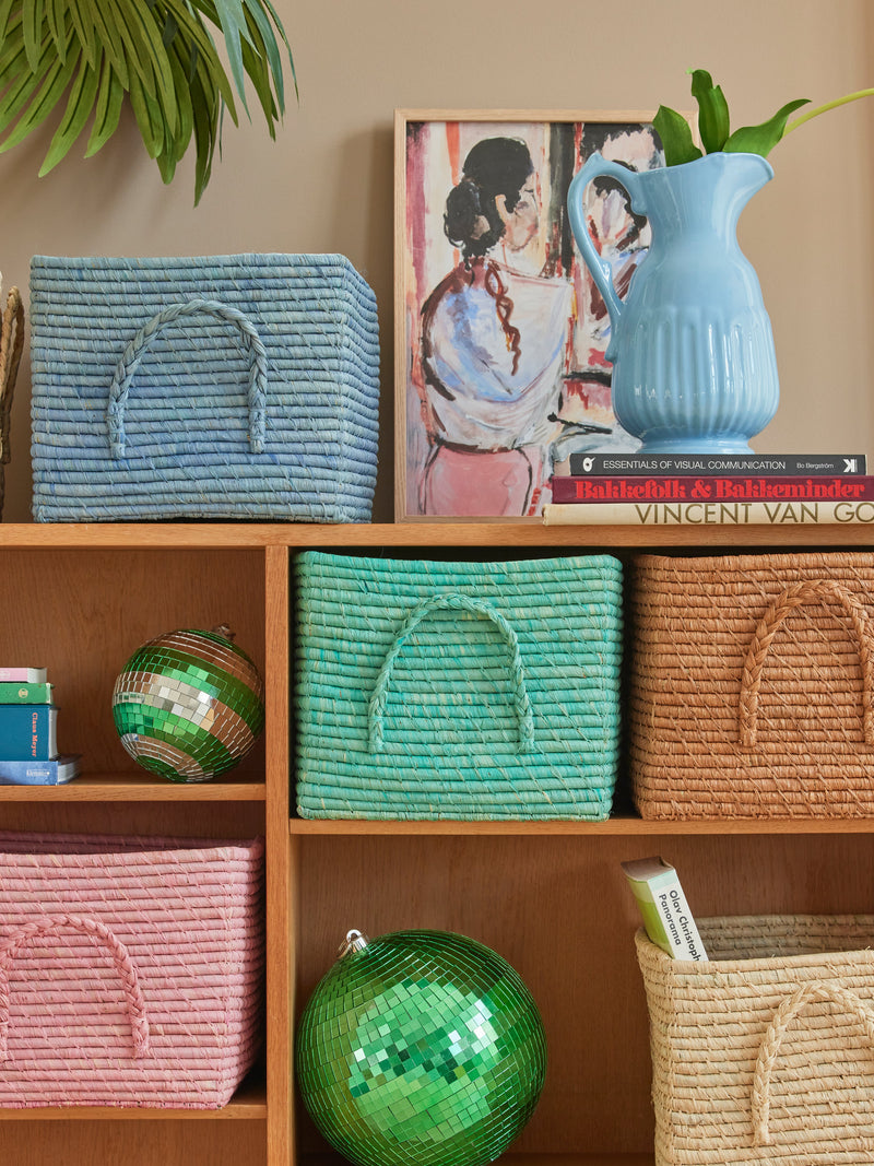 Square Raffia Storage Basket - Blue Environment