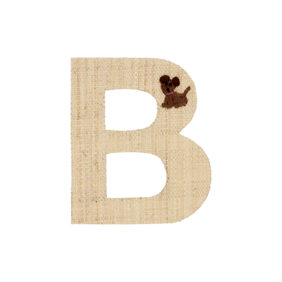 Raffia Stickers - Natural - B - Dog Embroidery