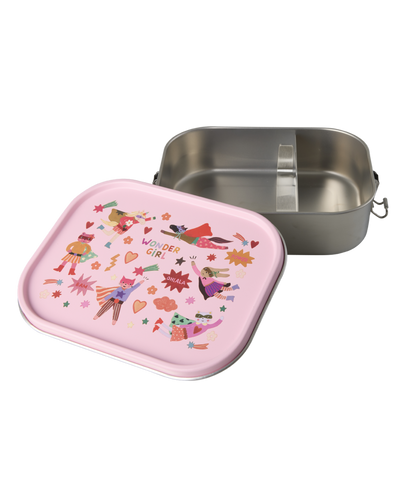 Large Stainless Steel Lunch box - Pink - Hero Print