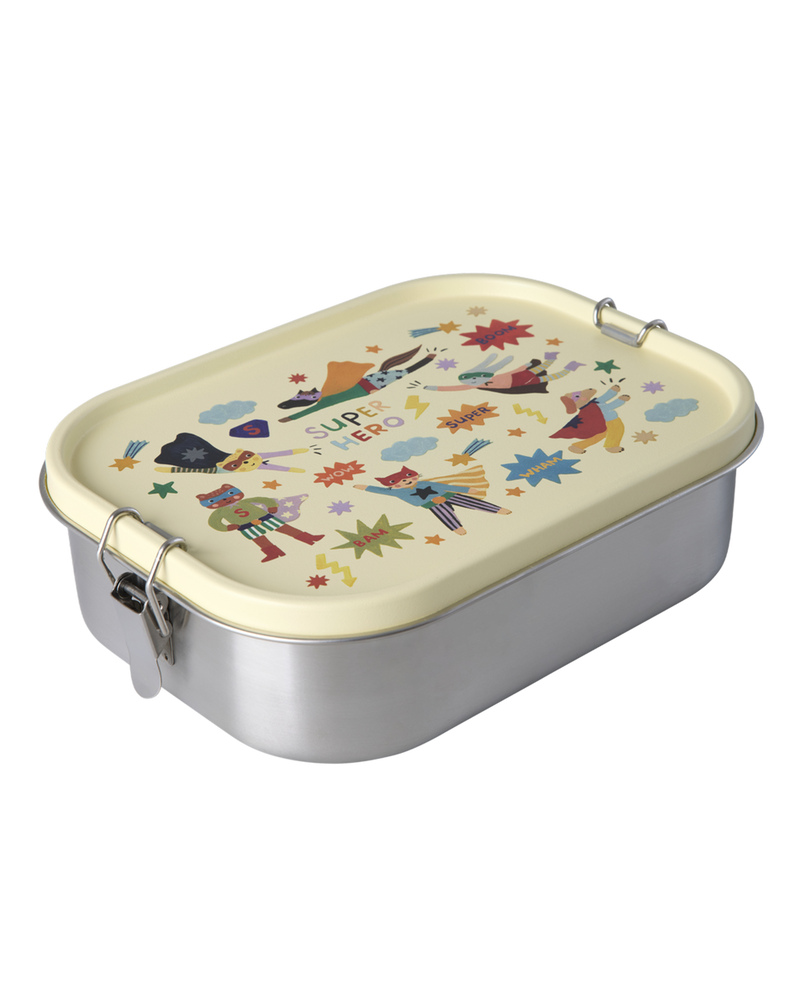Large Stainless Steel Lunch box - Cream - Hero Print