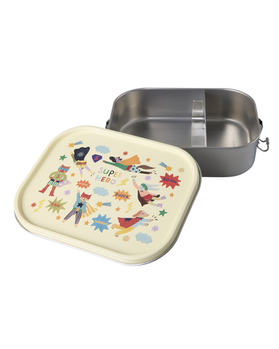 Large Stainless Steel Lunch box - Cream - Hero Print