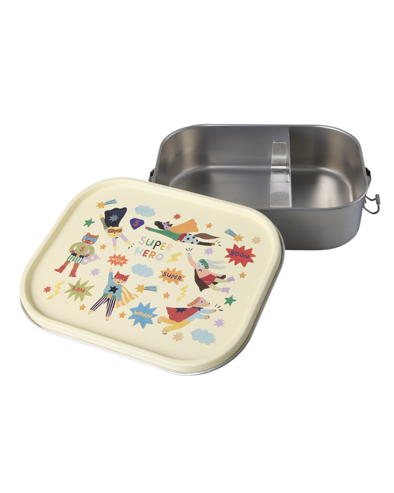 Large Stainless Steel Lunch box - Cream - Hero Print