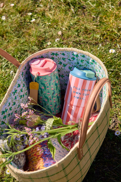 Stainless Steel Thermo Cup - Green - Peacock Power Print