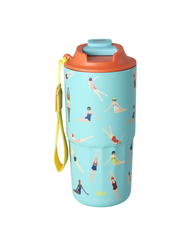 Large Stainless Steel Thermo Cup - Blue - Retro Swimster Print