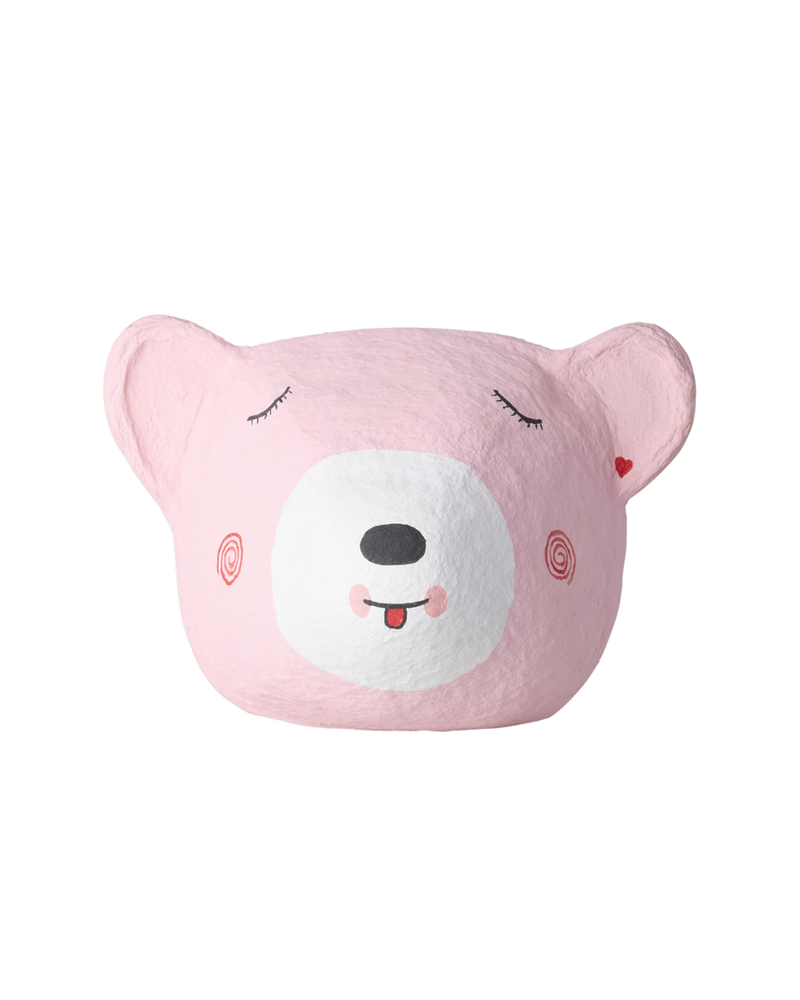 Bear Papier-mâché Wall Decoration - Pink