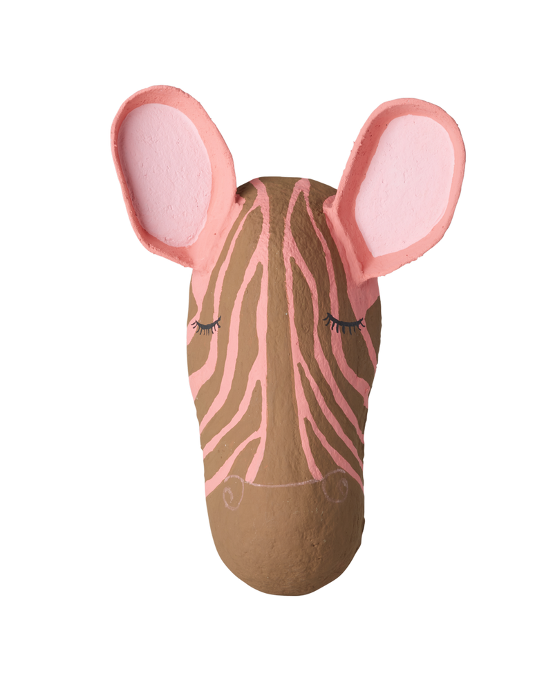 Zebra Papier-mâché Wall Decoration - Soft Pink