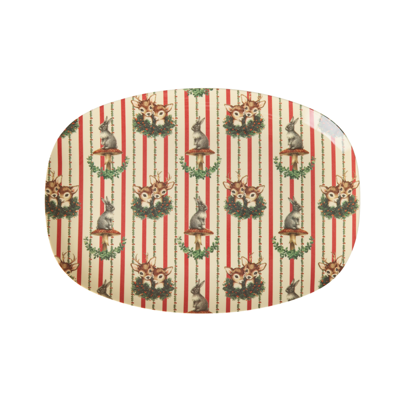 Small Rectangular Side Plate - Cream - Sweet Forest Print