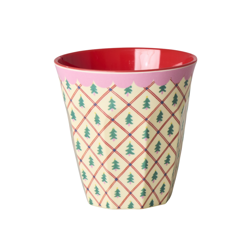 Médium Gobelet - Crème - Diamond Christmas Tree Print